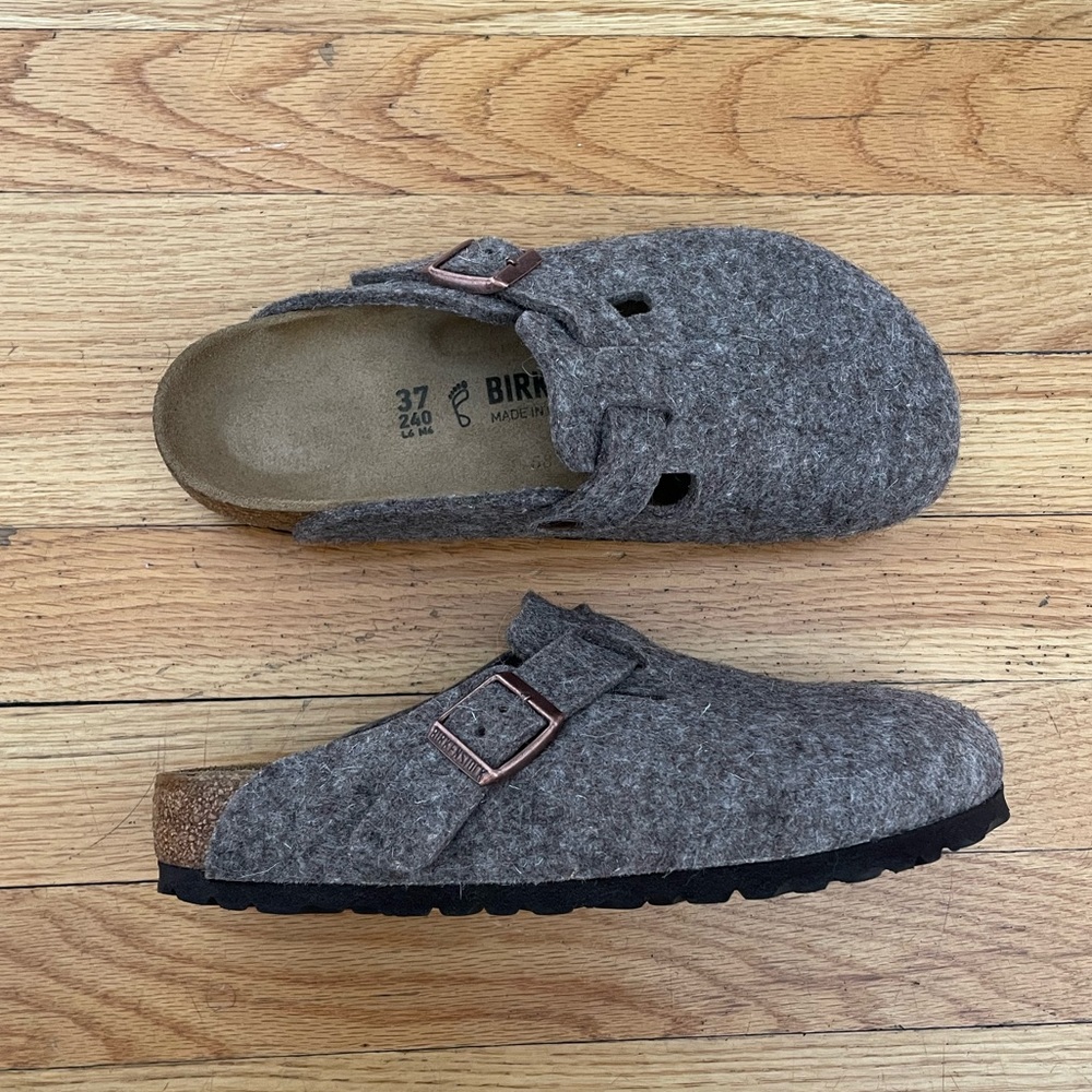 Birkenstock Boston clogs, gray felt wool, size 37 (only worn inside)